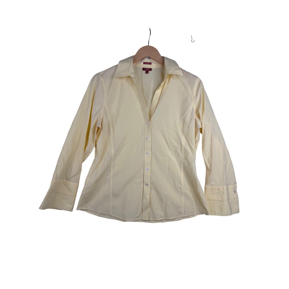 Talbots Button Down Winkle Resistance Long Sleeve Top size 10‎ Butter Yellow